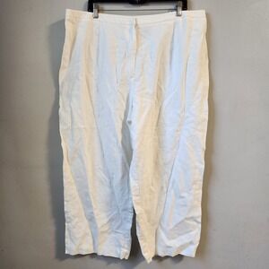 Maggie Mcnaughton Womens White Linen Blend Cropped‎ Pants Plus Size 22W